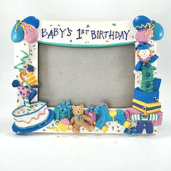 Vintage Papel Giftware 1990s 3D Pastels Baby’s 1st Birthday 4x6 Picture Frame - Picture 1 of 5